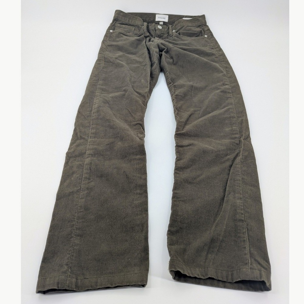 FRAME L'Homme‎ Slim Corduroy Pants Mens 30 LMH160 Military Olive Green Stretch